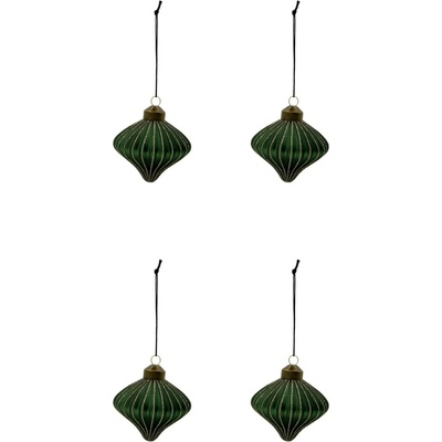 House Doctor Sklenená vianočná ozdoba Spin Green – set 4 ks