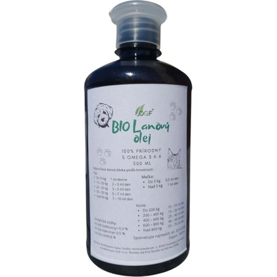 OGF BIO ľanový olej pre psy mačky a kone Podpora zdravej srsti a kože 100 ml