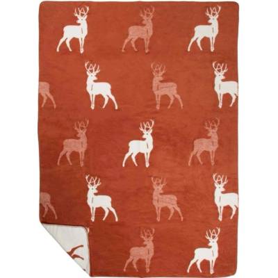 Mars & More Béžovo-rezavý oboustranný pléd s jeleny Deer Rusty XL 150x200x3