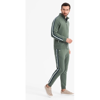 Ombre pánska mikina jogger nohavicami tmavo zelená