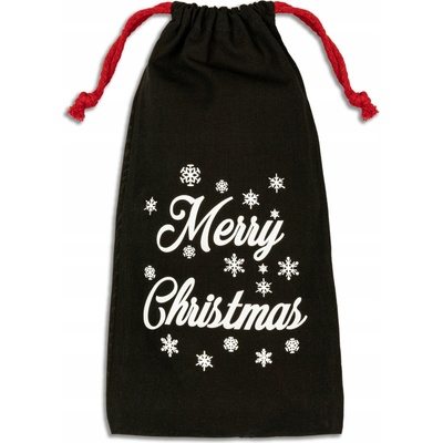 Allbag BAVLNENÉ VRECKO ČIERNE 15x30 cm MERRY CHRISTMAS Balenie