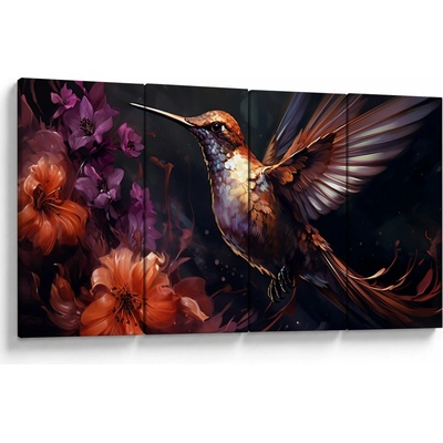 Obraz - Kolibrík, štvordielne 160x80 cm