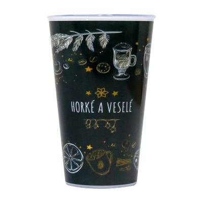 INJETON PLAST Vratný kelímek s potiskem Vánoce temně zelená 300 ml