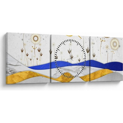 Obraz - Zlaté hory (s hodinami), trojdielne 90x30 cm s hodinami