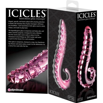 Icicles No. 24 ribbed tongue glass dildo