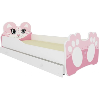 ADRK Furniture Bear růžová s matrací a zásuvkou