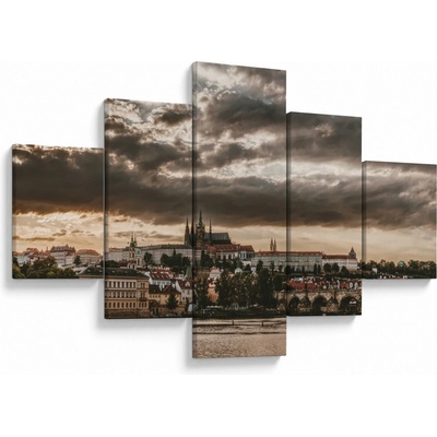 Obraz - zamračená Praha, pětidílný 125x70 cm