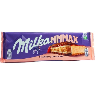 Milka čokoláda Mmmax Strawberry Cheesecake mléčná příchuť jahodový cheesecake 300 g