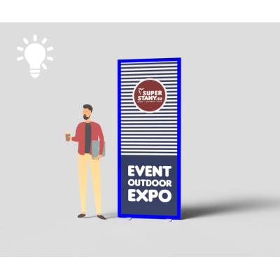Svetelný box, futuristický reklamný panel textilný - LED RGB Lumina - Len textil potlač, 100x250cm