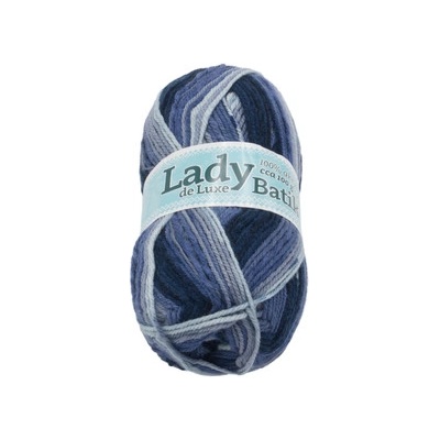 Priadza LADY de Luxe BATIK - 100g / 238 m - biela, modrá