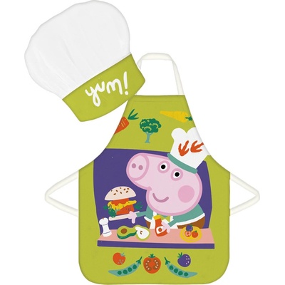 BrandMac Detská zástera s čiapkou Peppa Pig Yum