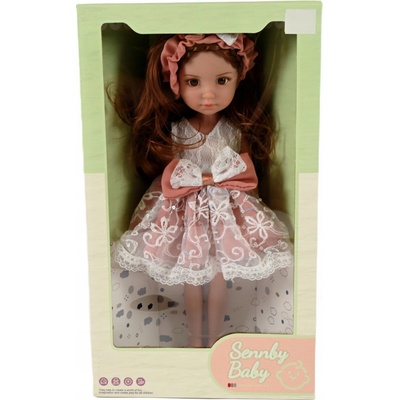 Midex Panenka Brunetka 34 cm růžové šaty