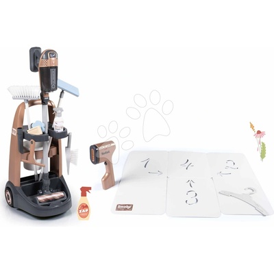 Smoby Set úklidový vozík s ručním napařovačem Rowenta Trolley Upright Hoover se světlem a tyčový vysavač se zvukem