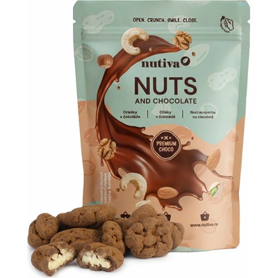 NUTIVA Pekanové orechy v mliečenej čokoláde a kakau 200 g