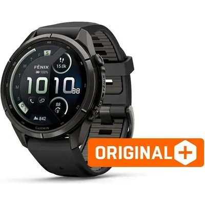 Garmin fenix 9 Pro - inReach, 43mm, AMOLED, Sapphire, Carbon Gray DLC Titanium, Black/Pebble Gray band 010-04335-11