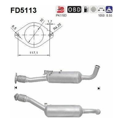 Filter sadzí/pevných častíc výfukového systému AS FD5113 FD5113