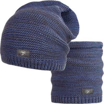 Dráče Čiapka pletená a nákrčník Dráča Colors set 53, šedomodrá melír