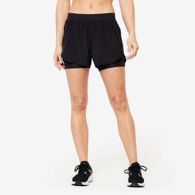 Domyos Dámske fitness šortky 2 v 1 čierne