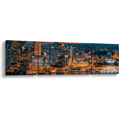 Obraz nočního města, třídílný 170x50 cm