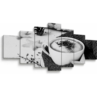 Obraz - Zimné cappuccino, sedemdielne 210x100 cm