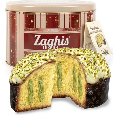 Zaghis Panettone s pistáciovým krémom v plechovom boxe 800 g