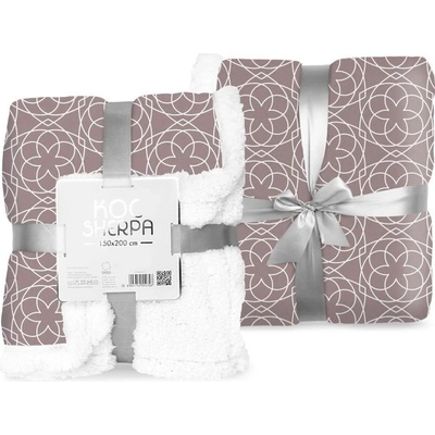 Faro Fleece deka s beránkem ornamenty béžová 150x200