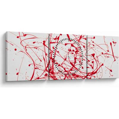 Obraz technikou Drippingu (s hodinami), trojdielne 90x30 cm s hodinami