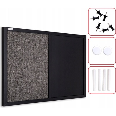 ALLboards Kombinovaná tabuľa sucho-stierateľná magnetická filcová 60 x 40 cm čierny rám