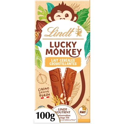 Lindt Lucky Monkey Mliečna čokoláda s chrumkavou ryžou 100 g