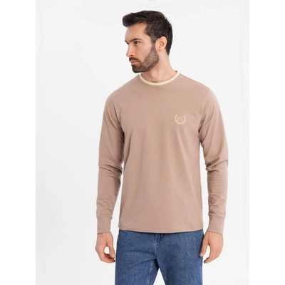 Ombre pánské triko OM-LSCL-0128 BROWN