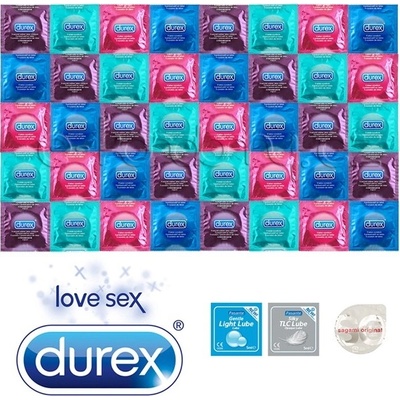 Durex Exclusive Mix Balíček - 40 kondomů Durex + 2x lubrikační gel + ultra tenký Sagami Original 0.02
