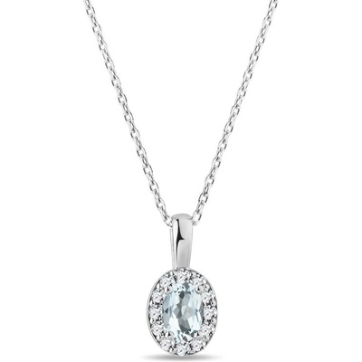 Klenota Náhrdelník z bieleho zlata s akvamarínom a diamantmi N0529792