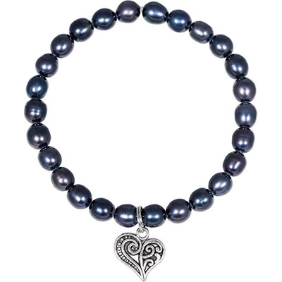 JwL Luxury Pearls perlový náramok s kovovým srdiečkom JL0525