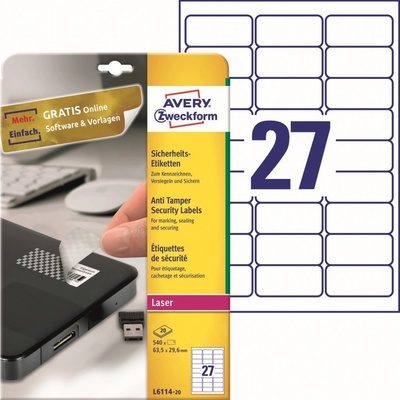 Avery Zweckform 20 listů, A4, bílé L6114-20