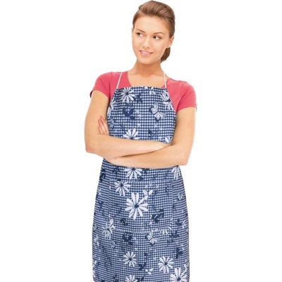 Bellatex Kuchyňská zástěra DITA Kostička s květem modrá 67x84 cm