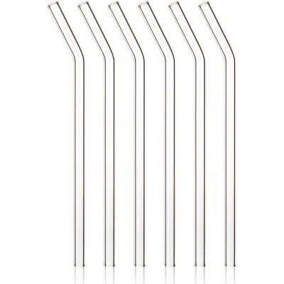 Simax Skleněné brčko zahnuté 23 cm 6 ks kartáček