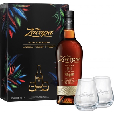 Ron Zacapa Centenario Solera 23y 40% 0,7 l (dárkové balení 2 sklenice) – Hledejceny.cz