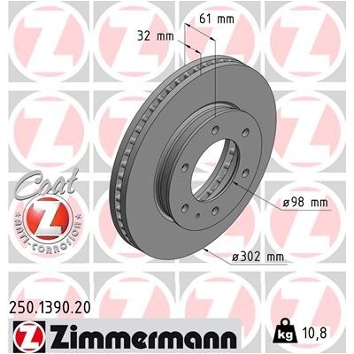 ZIMMERMANN Brzdový kotúč 250139020