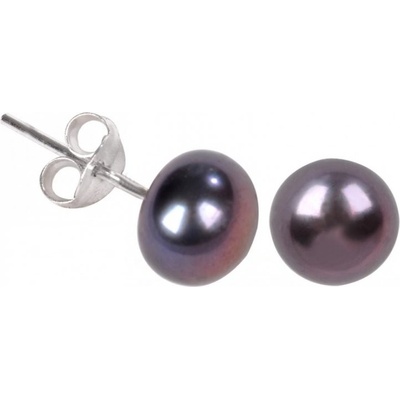 JwL Jewellery náušnice z pravých kovovo modrých perál JL0028