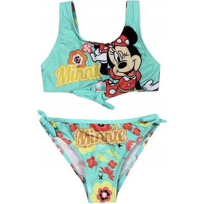 SunCity · Dětské dívčí dvoudílné plavky Minnie Mouse s květinami Disney Tyrkysová