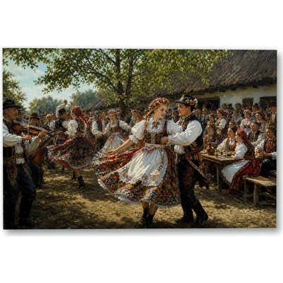 Plakát – Lidový tanec na dvoře Bez rámu Bez rámu Ano 105 × 70 cm – Hledejceny.cz