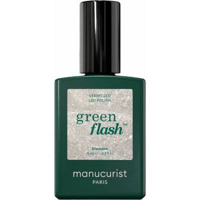 Manucurist Green Flash LED gel lak na nehty - Diamant (15 ml) - transparentní barva se stříbrnými třpytkami