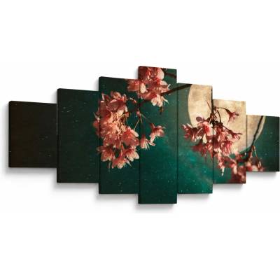 Obraz - Sakura v splne, sedemdielne 210x100 cm