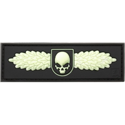 Gumová nášivka Jackets to Go SOF Skull Badge - čierna-žltá svietiaca
