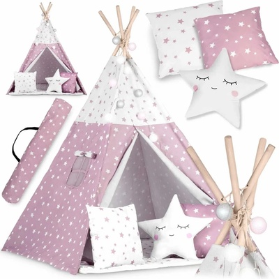 Nukido teepee stan pro děti se světly růžový s hvězdičkami – Hledejceny.cz