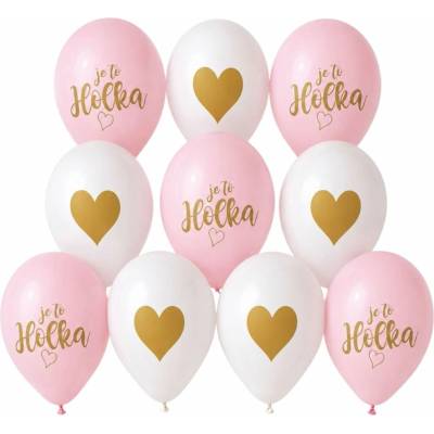 Smart Balloons Balónek s českým potiskem je to holka!, růžová a bílá, 30 cm