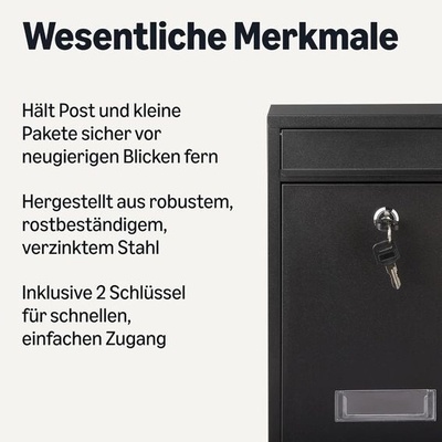 Uzamykatelná poštovní schránka Amazon Basics s nástěnným držákem, odolná pozinkovaná ocel, 32,5 cm – Hledejceny.cz