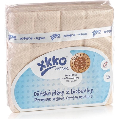Kikko pleny z biobavlny XKKO Organic 60 x 60 cm Bird Eye Natural 5 ks