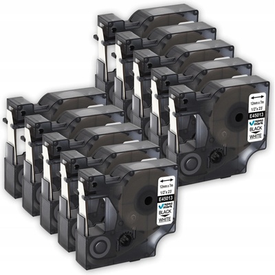 Sada 10 kazet Specmark pro DYMO D1 45013 12mm 7m LM160 bílá černý tisk