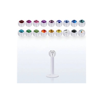 Piercingate labreta s kamínkem PLA00285 černá
